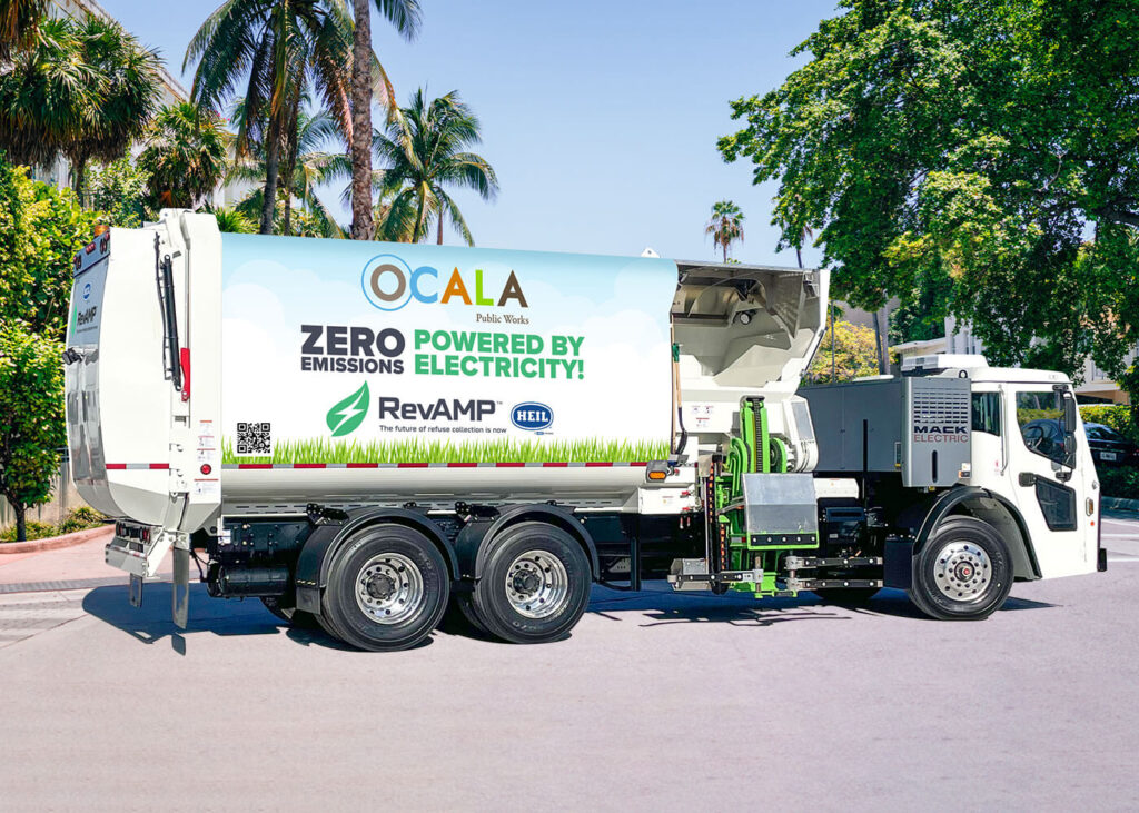 RevAMP Electric Sideload Garbage Truck